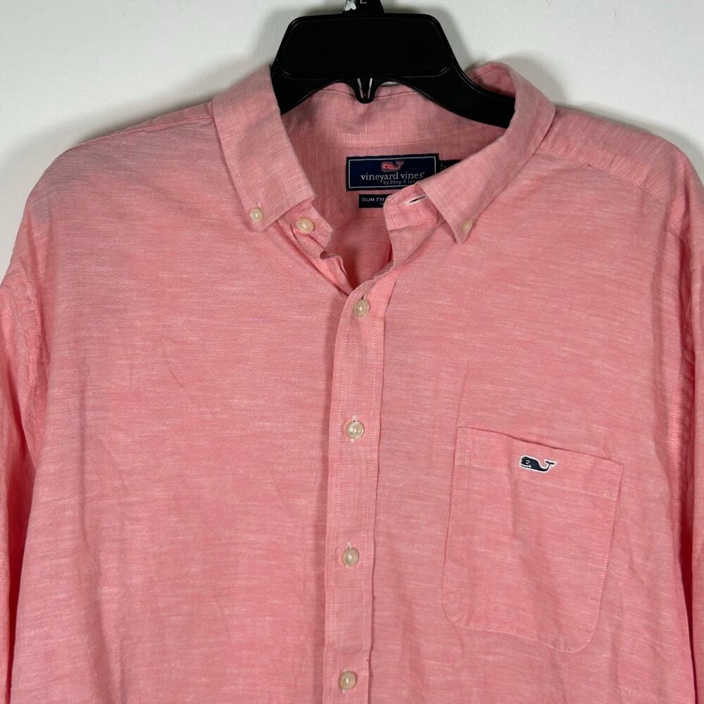 Vineyard Vines Slim Fit Tucker Shirt, Heathered Pink, Sz XL
